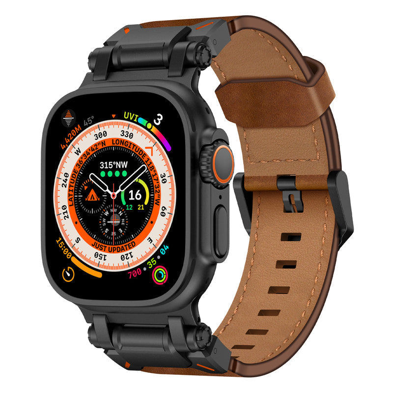 Řemínek na Apple Watch z kůže Crazy Horse, titanový adaptér, ručně šitý