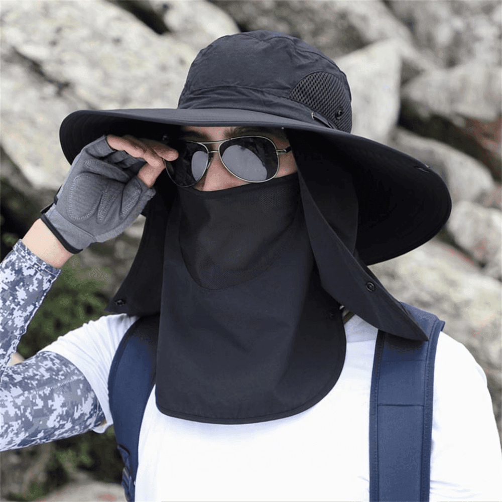 Sluneční klobouk se širokou krempou a UV ochranou s nastavitelným páskem na rybaření a turistiku