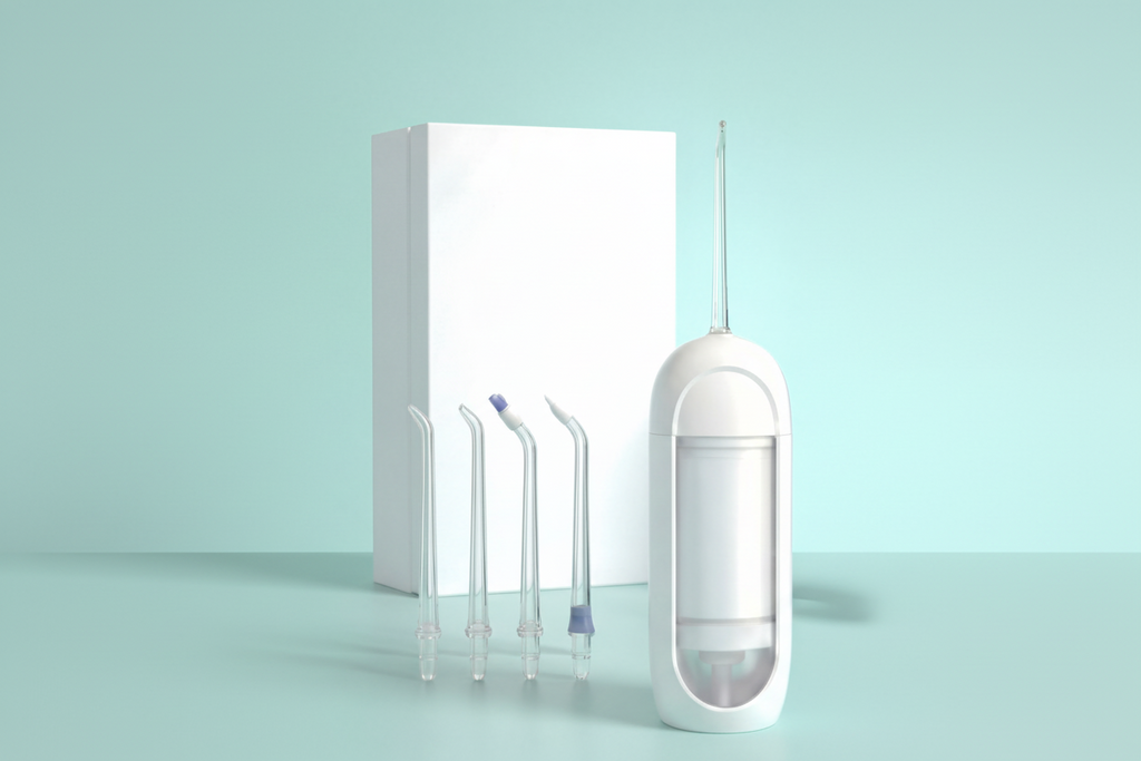 Irrigador oral portátil e kit de branqueamento para limpeza dos dentes | Fioriscas