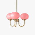Alora Glass Chandelier, Pale Pink Shades, Copper or Chrome, 3 or 5 Lights