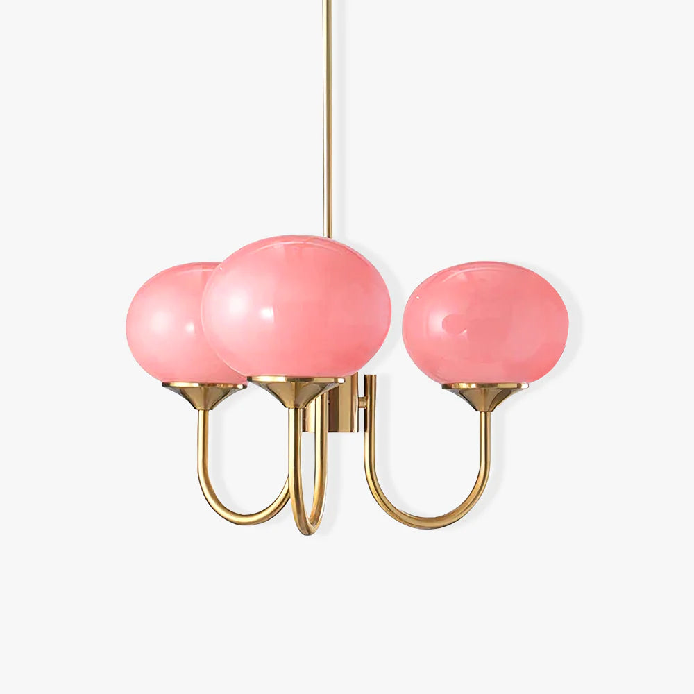 Alora Glass Chandelier, Pale Pink Shades, Copper or Chrome, 3 or 5 Lights