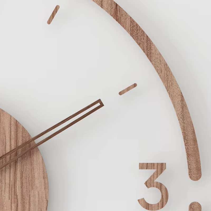 Holzwanduhr „Aeron“ im skandinavisch-minimalistischen Stil, geräuschloses Quarzwerk