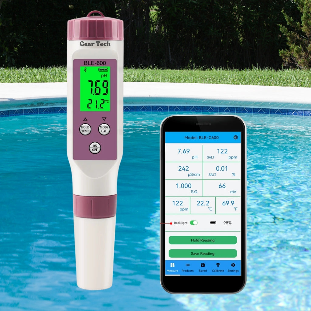 AquaSense 7-in-1 digitaler Poolwassertester mit App, pH-Wert und Chlor