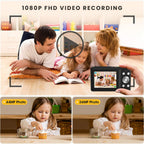 Videocamera ricaricabile per vlog con zoom 16x, foto da 44 MP e video 1080P