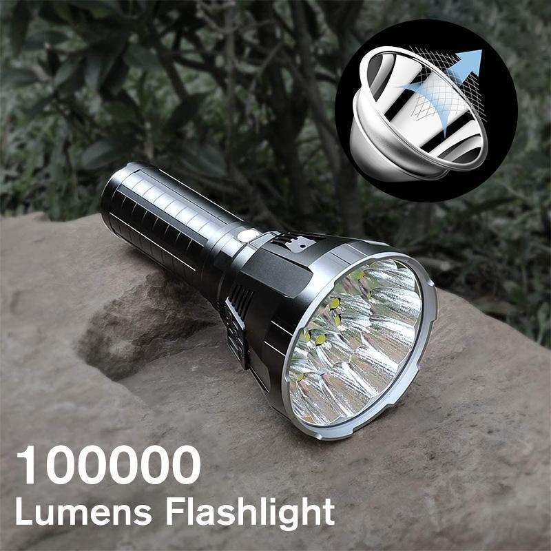 High-Power Waterproof LED Flashlight | 30,000–50,000 Lumens Rechargeable Torch