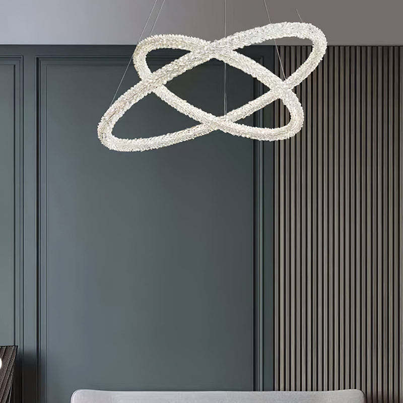 Lustre Art déco Kristy, métal et cristal, 1/2/3 anneaux | Fioriscas