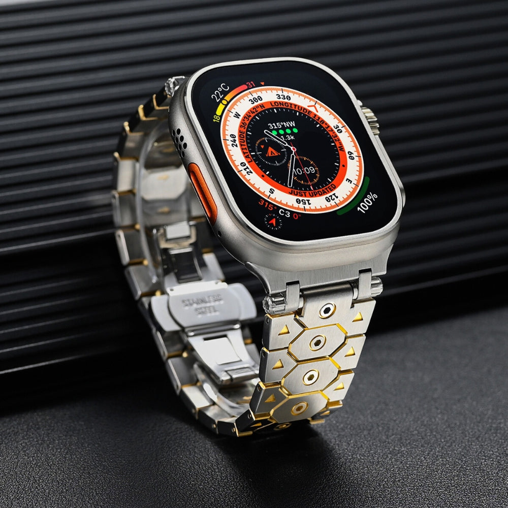 Vantira FusionX Titanium Apple Watch Band, Hexagonal Link Design