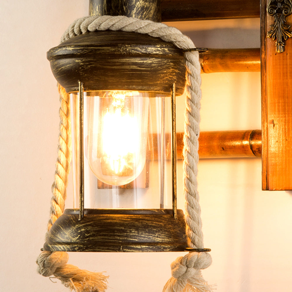 Epoch vintage lanterneformet træ metal væglampe | Fioriscas
