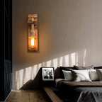 Applique murale LED rectangulaire vintage Epoch, bois/corde de chanvre, salle à manger | Fioriscas