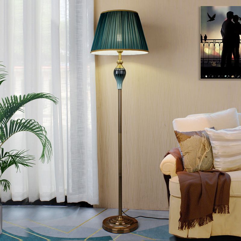Eryn Antique Floor Lamp, Multi Colors, Metal/Fabric, Bedroom - Neutralighting