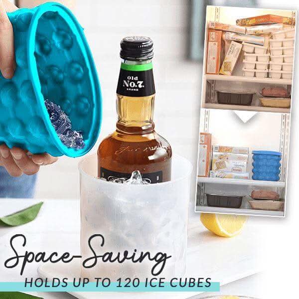 Space-saving 2-in-1 silicone ice cube tray with cooling function - Fioriscas