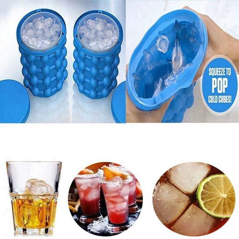 Space-saving 2-in-1 silicone ice cube tray with cooling function - Fioriscas