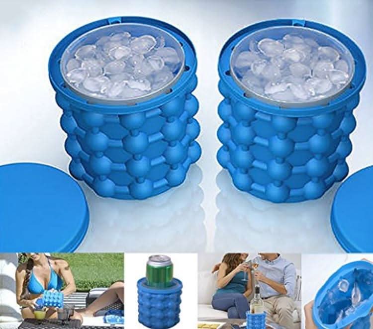 Space-saving 2-in-1 silicone ice cube tray with cooling function - Fioriscas