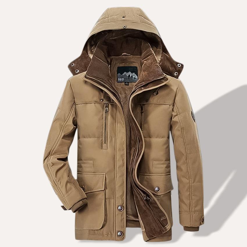 Parka imbottito da uomo ArdentVale, cappotto invernale foderato in morbido peluche