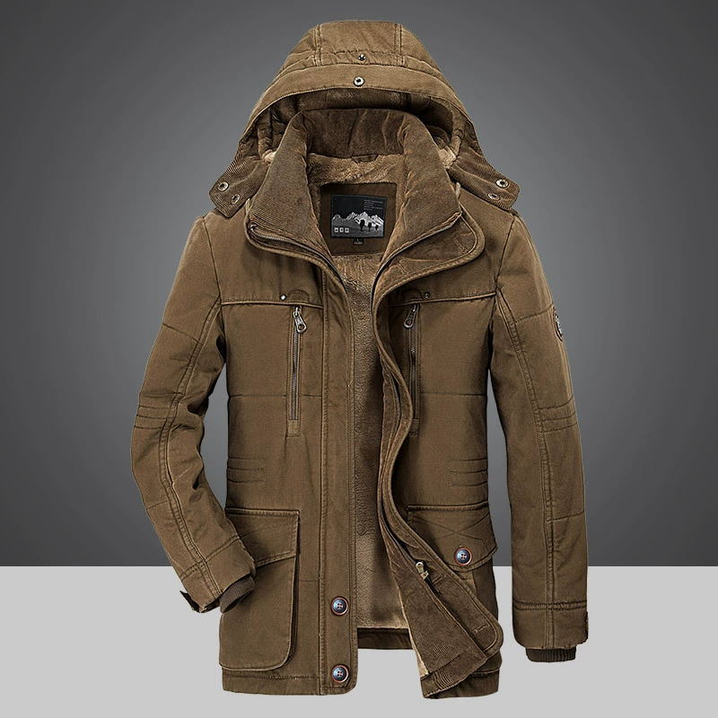 Parka imbottito da uomo ArdentVale, cappotto invernale foderato in morbido peluche