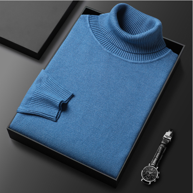 Pull à col roulé pour homme, maille en cachemire et coton Elorien