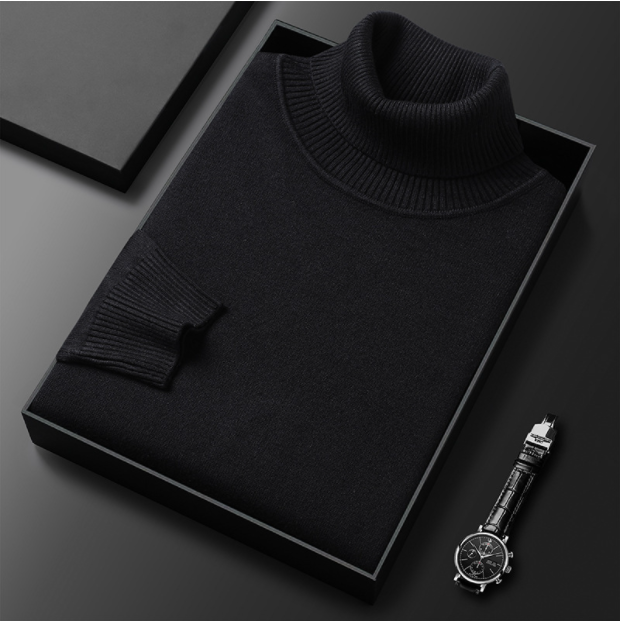 Pull à col roulé pour homme, maille en cachemire et coton Elorien