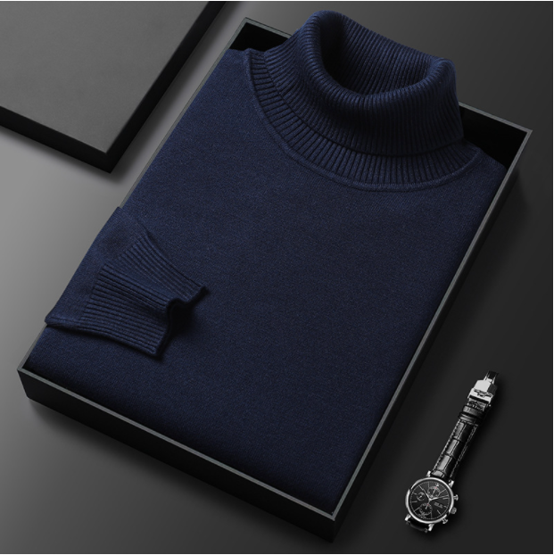 Pull à col roulé pour homme, maille en cachemire et coton Elorien