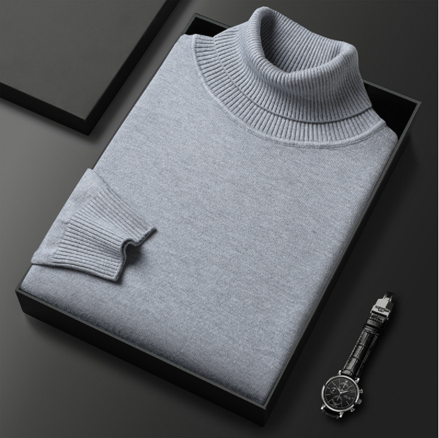 Pull à col roulé pour homme, maille en cachemire et coton Elorien
