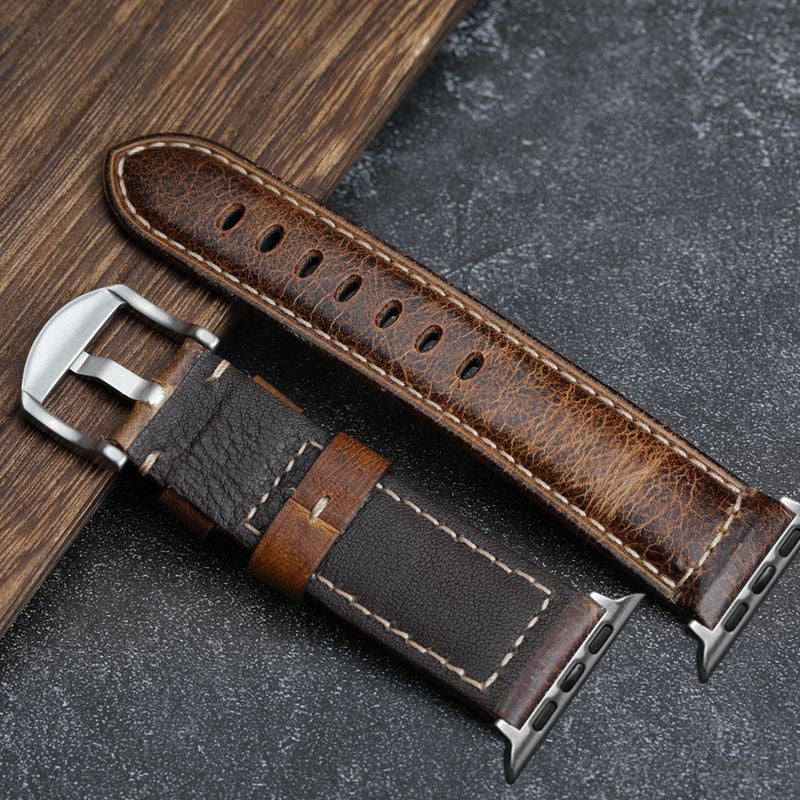 Óraszíj Apple Watch-hoz, viaszolt vintage marhabőr