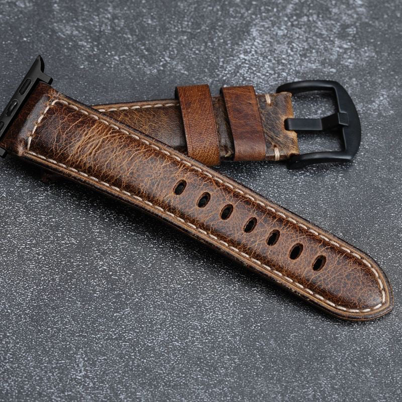 Óraszíj Apple Watch-hoz, viaszolt vintage marhabőr