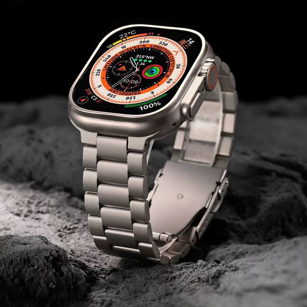 Pasek Apple Watch z tytanu z składanym zapięciem bezpieczeństwa, styl Kestrel