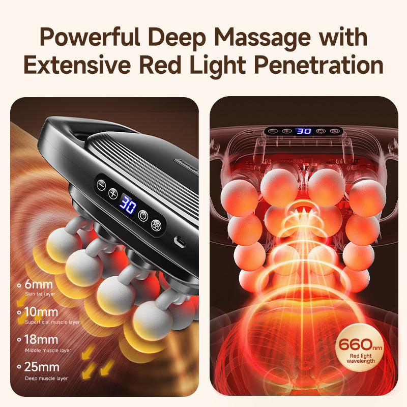 Body Reset – 20-hoved fulddækkende massager med rødt lys og dyb percussion lindring | Fioriscas