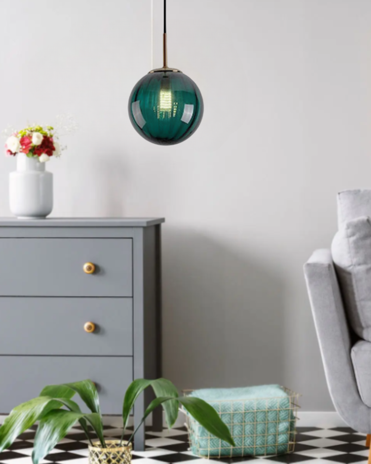 Lampada a sospensione VeraLux Vintage-Glow, vetro colorato, disponibile in sei colori
