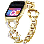 Błyszcząca bransoleta ze stali nierdzewnej z ogniwami w kształcie diamentu do Apple Watch