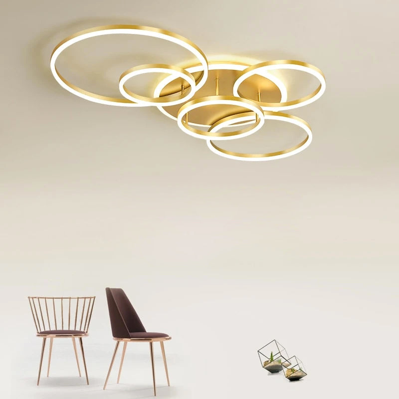 LunaRing Flydende Ring LED Loftslampe, Guld eller Hvid, Fjernbetjent Dæmpbar