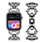 Błyszcząca bransoleta ze stali nierdzewnej z ogniwami w kształcie diamentu do Apple Watch