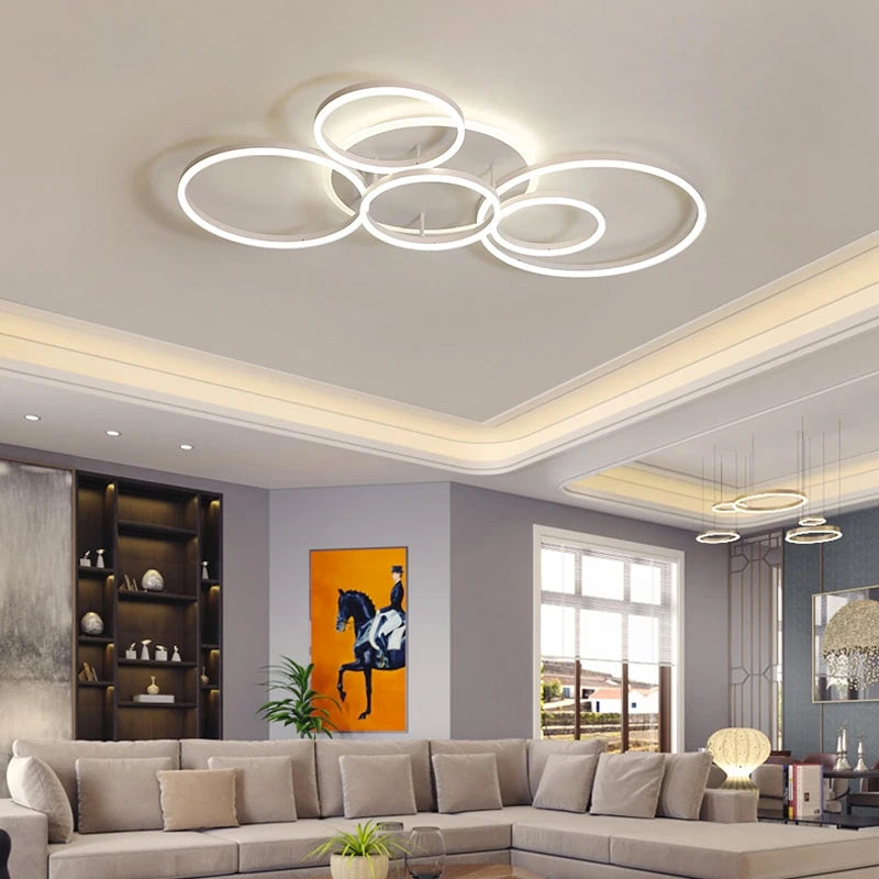 LunaRing Flydende Ring LED Loftslampe, Guld eller Hvid, Fjernbetjent Dæmpbar