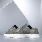 Leather Brogue Sneakers with Rubber Sole