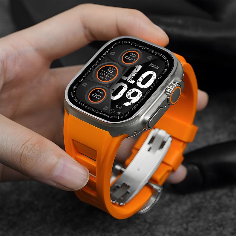 רצועת ספורט Zephra ל-Apple Watch, FKM עם אבזם כפול