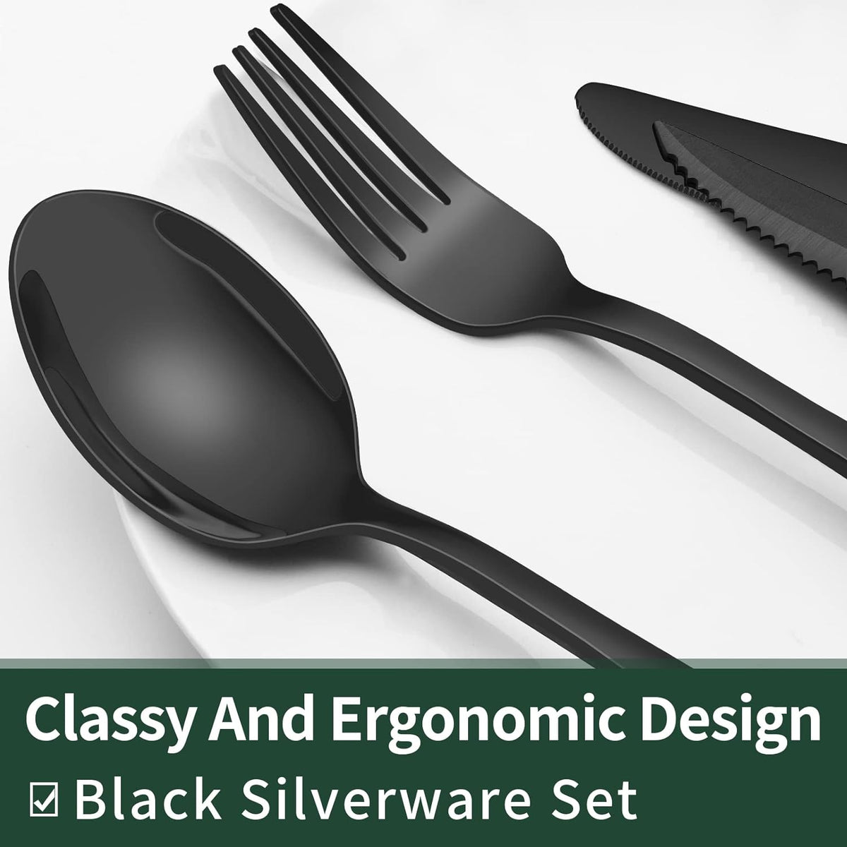 Luxury 24-Piece Black Cutlery Set – Stainless Steel & Dishwasher Safe