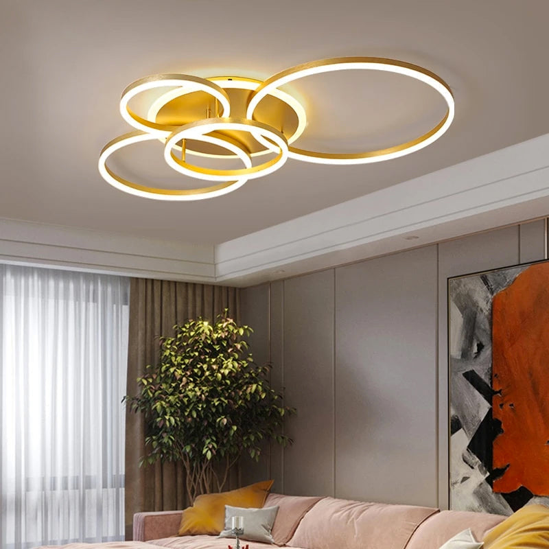 LunaRing Flydende Ring LED Loftslampe, Guld eller Hvid, Fjernbetjent Dæmpbar