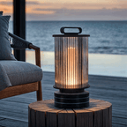 Marinell Ribbed-Glass Outdoor Lantern, Solar Or Electric, Waterproof