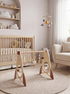 Arche d’éveil en bois massif pour bébé avec jouets fusée et étoile