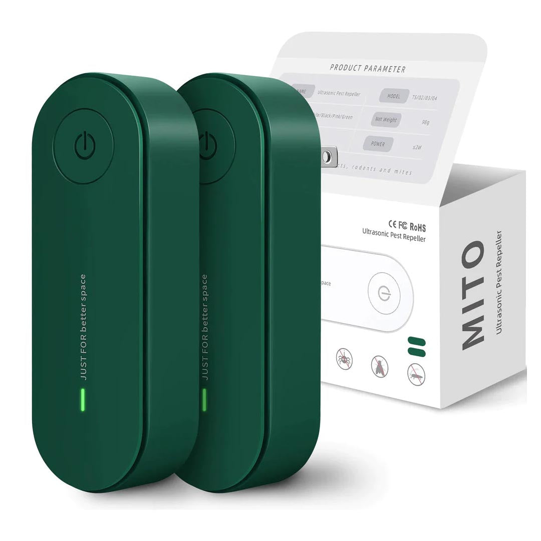 Répulsif anti-moustiques à ultrasons à brancher, lot de 2 pour chambres et couloirs