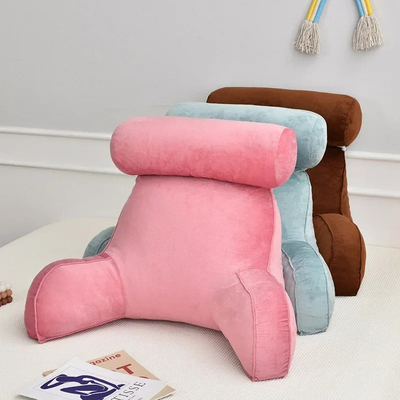 Backrest Reading Pillow With Armrests And Adjustable Headrest