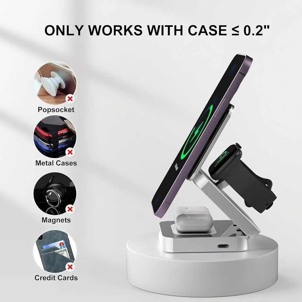 3-in-1 Magnetic Wireless Charging Stand for iPhone, AirPods, and Apple Watch