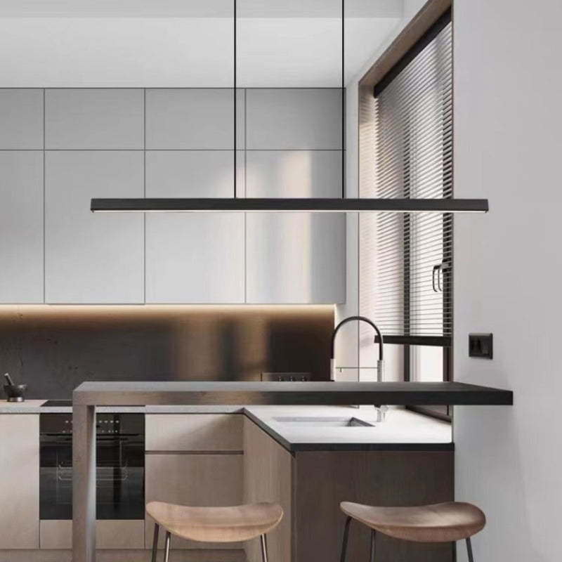 Nexis Linear-Frame LED Pendant Light, Black & Brown Finish
