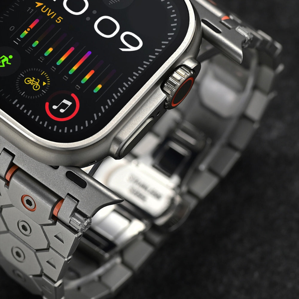 Vantira FusionX Titanium Apple Watch Band, Hexagonal Link Design