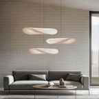 Lyra LED-lysekrone med lagdelt silke-bladskærm, nordisk design