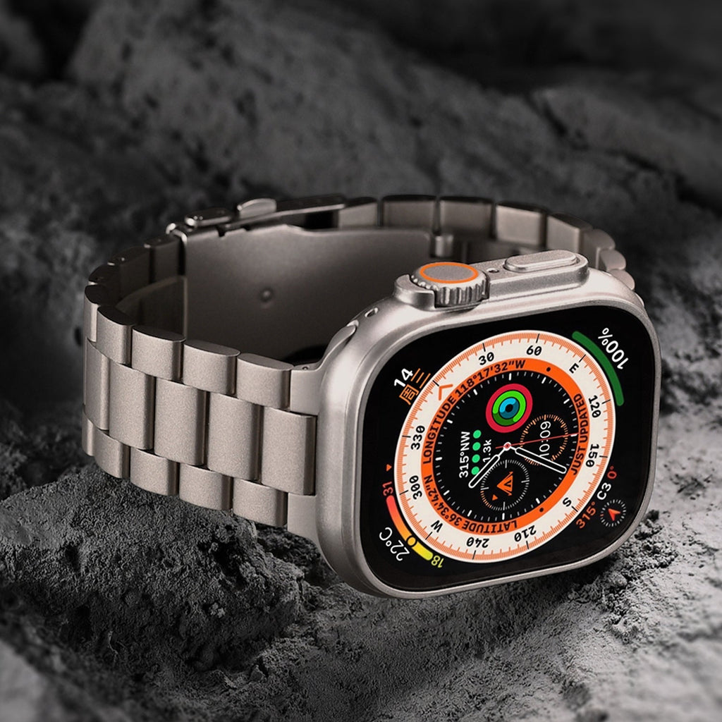 Pasek Apple Watch z tytanu z składanym zapięciem bezpieczeństwa, styl Kestrel
