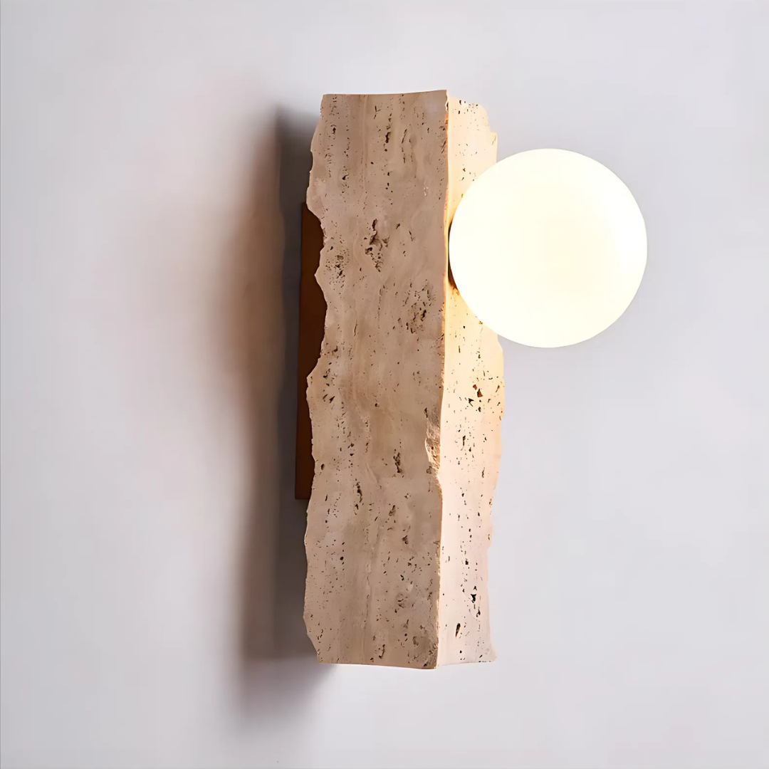 G9 LED Wall Sconce In Natural Stone And Aluminum, Orion