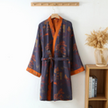 Vestaglia kimono, comfort in puro cotone, stile rétro da donna