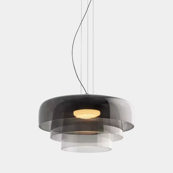 FjordLumen glazen hanglamp, warme ledgloed, ontwerp met meerdere niveaus