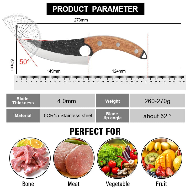 Japanese-Style Chef Knife, OrionKoi Wood-Handle Stainless Blade