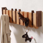 Cadenza Handmade Coat Rack, Foldable Piano-Key Hooks, Walnut Or Beech Wood